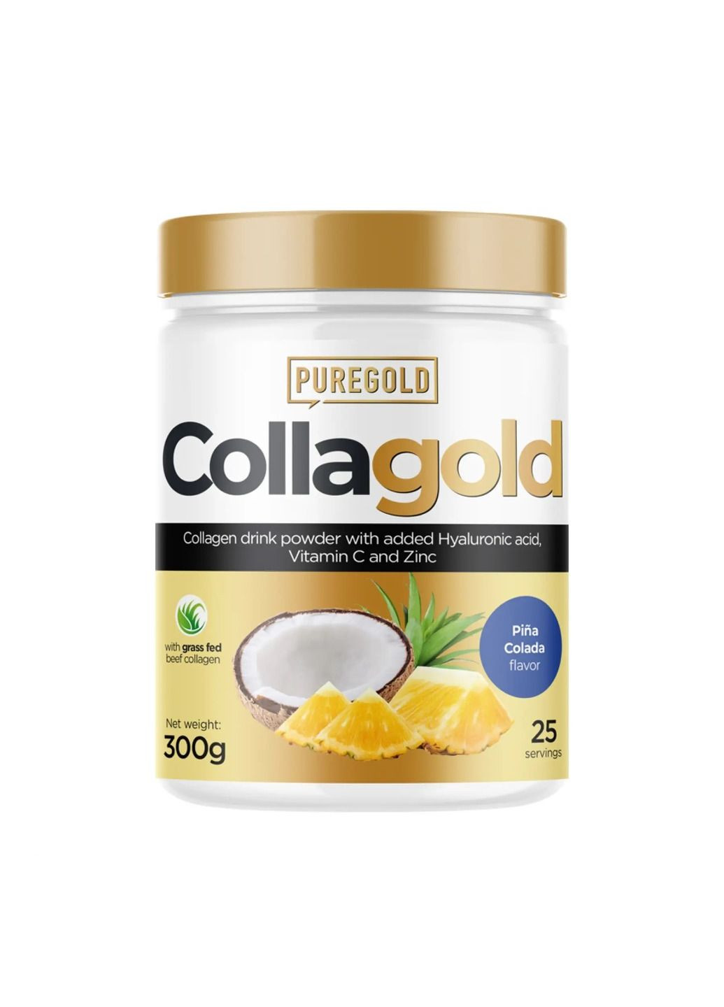 Collagold - 300g Pina Colada (пина колада) коллагеновый порошок с гиалуроновой кислотой Pure Gold Protein (292314739)