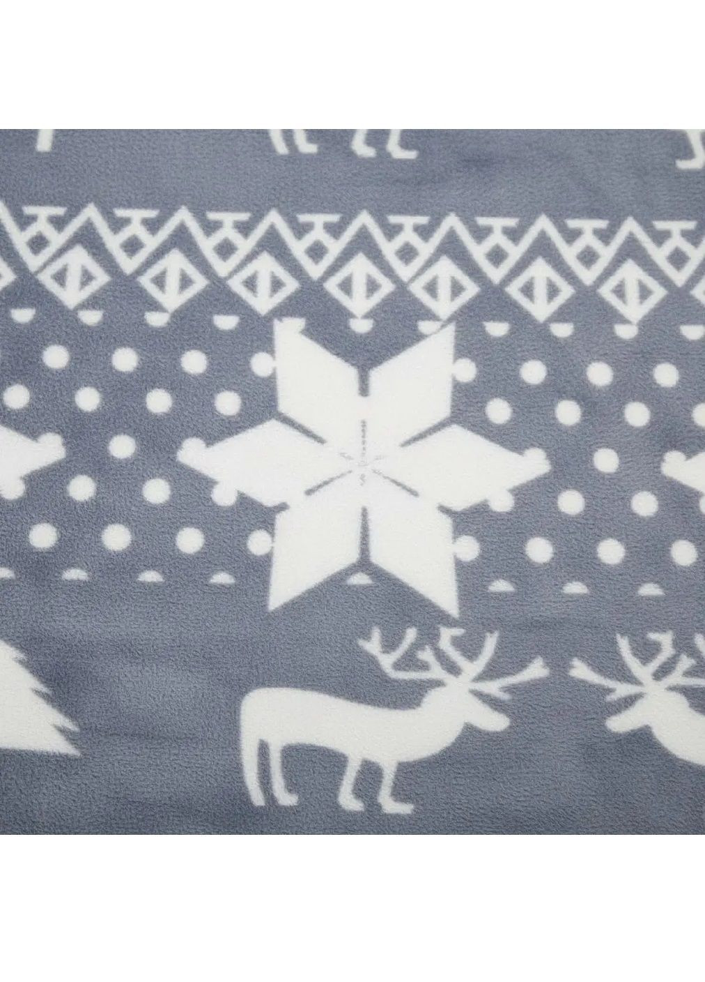 Плед одеяло полуторный с праздничным новогодним узором в подарочной упаковке 155х135 см (482115-Prob) Серый с оленями Unbranded (370682373)