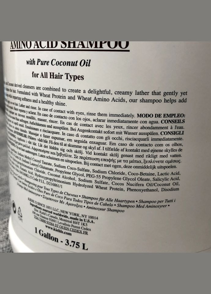 Шампунь для всех типов волос с аминокислотами Amino Acid Shampoo 3750 мл Kiehl's (280898712)