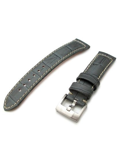 Кожаный ремешок для часов Croco Grain Strap светло-серый 24 мм MiLTAT (292132752)