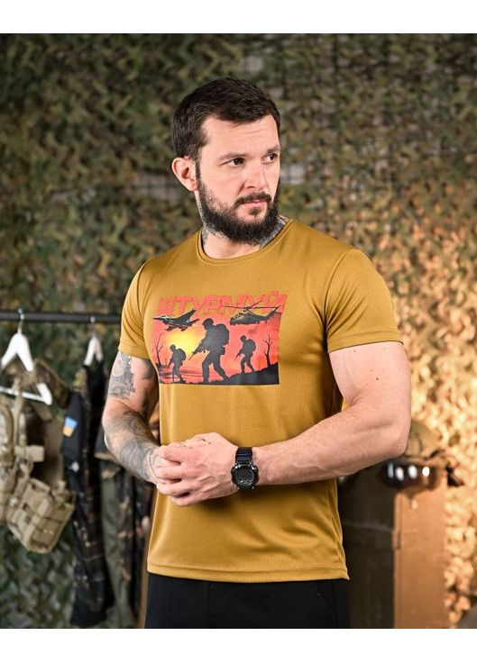 Тактична чоловіча футболка Штурмуй койот No Brand (350199718)