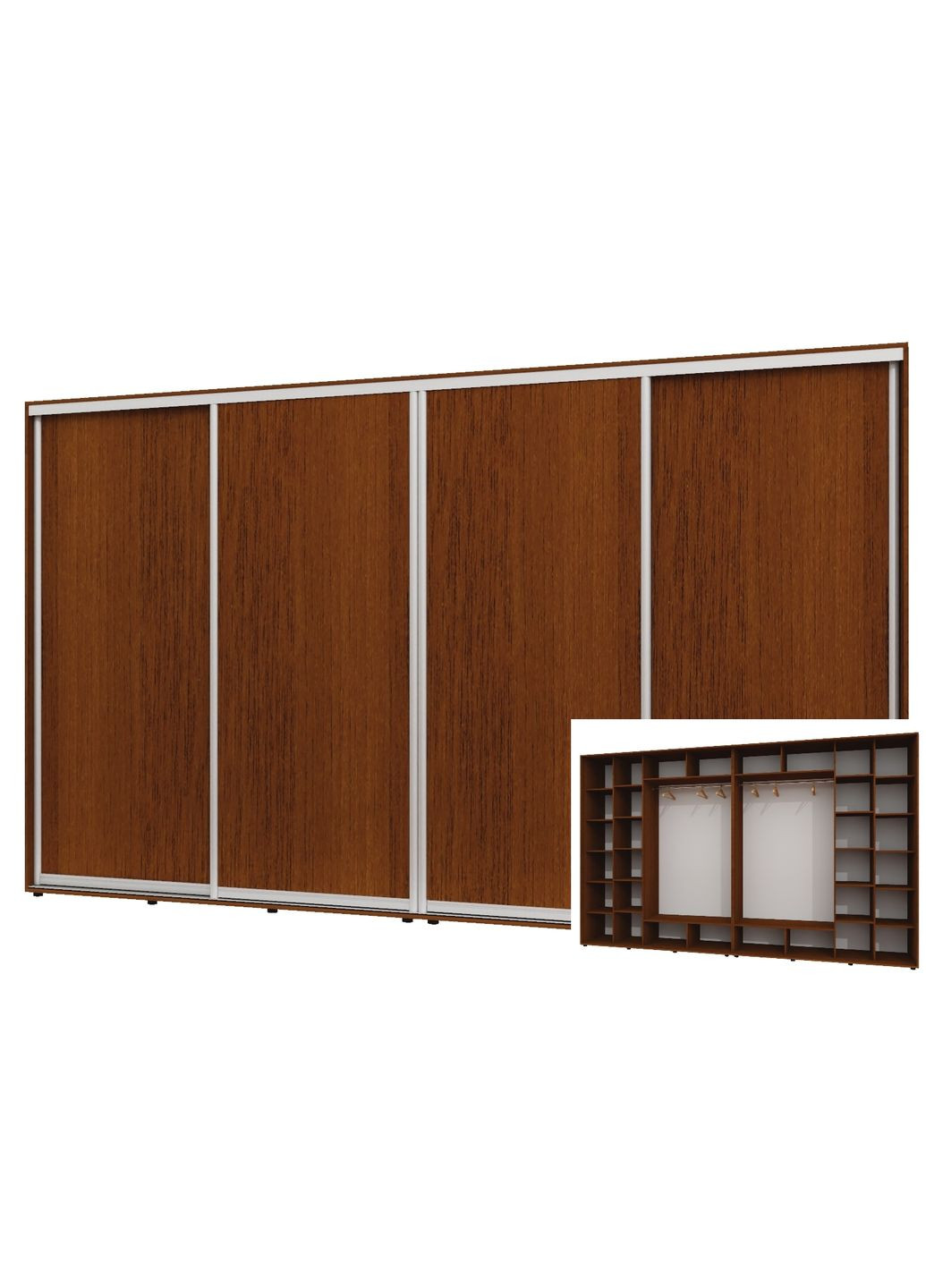 Шафа-купе чотиридверна 390*60*240 см Горіх лісовий 4 двері ДСП ШК-02 Алекса (360458470)