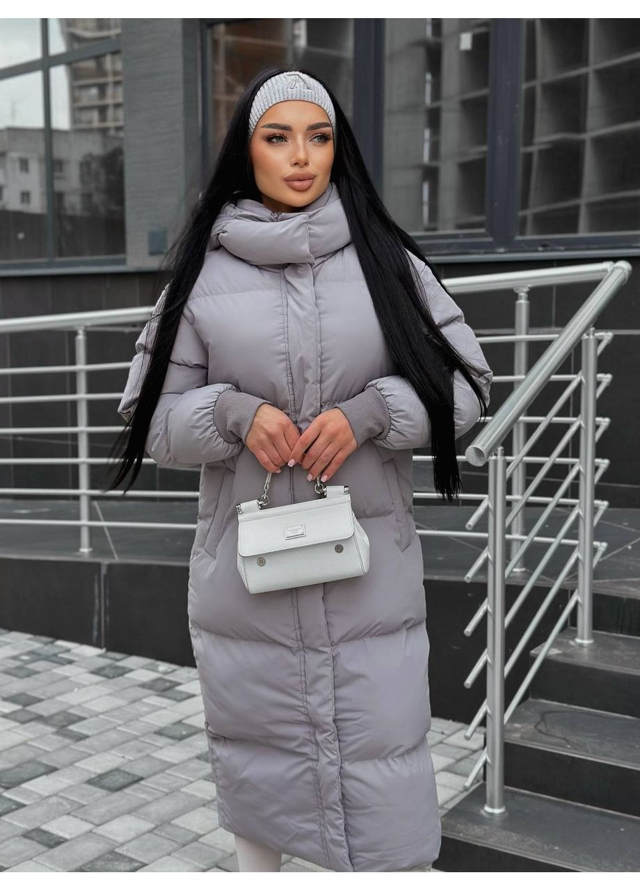 Серый демисезонный Пуховик Style Point