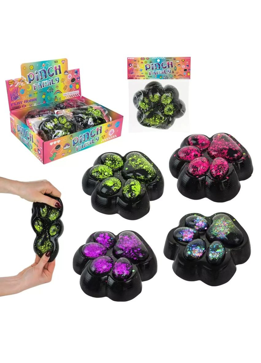 Іграшка-антистрес таба лапка чорна з блискітками Pinch Family C29304 No Brand (362434905)