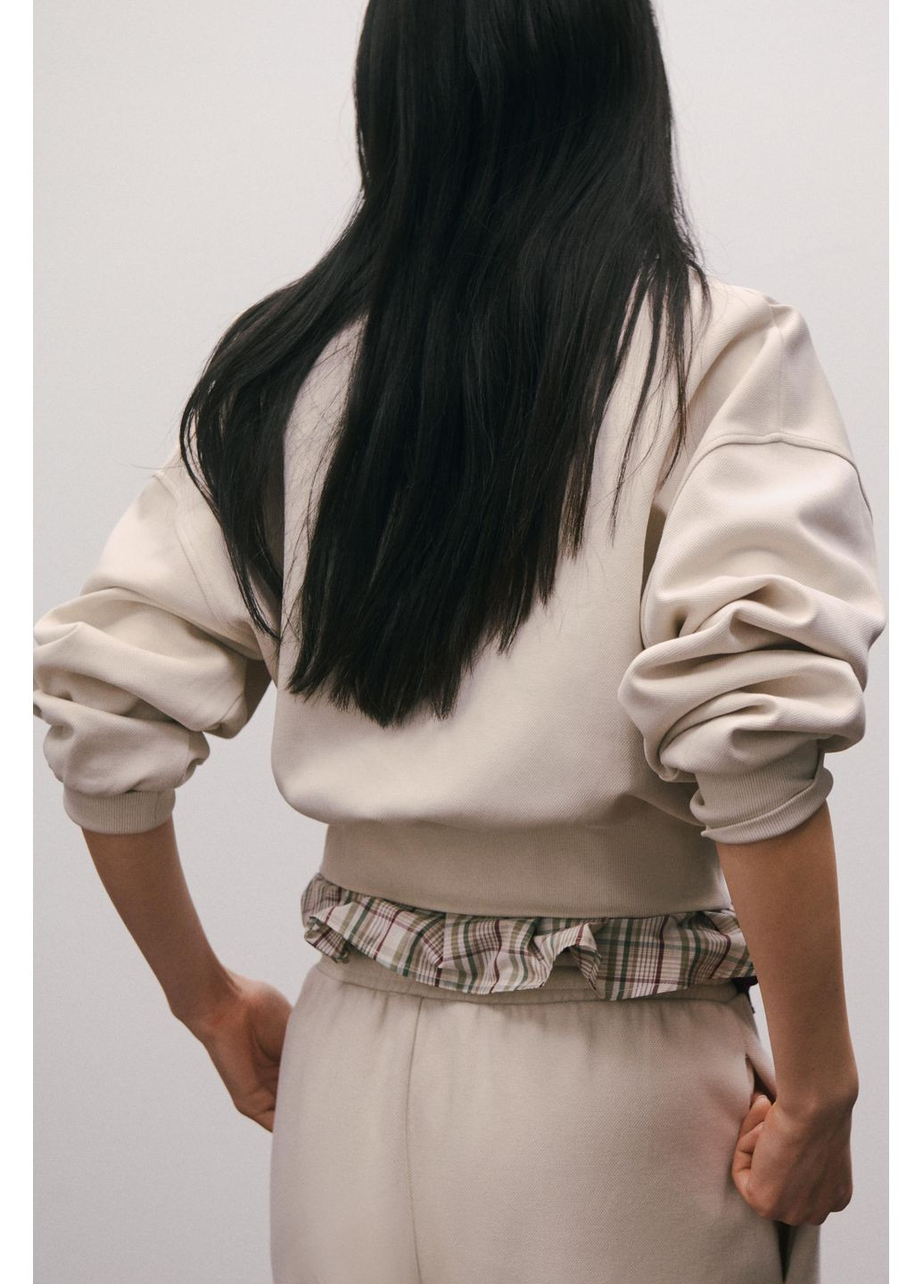 Бежевий світшот із попліновою вставкою Zara (356675473)