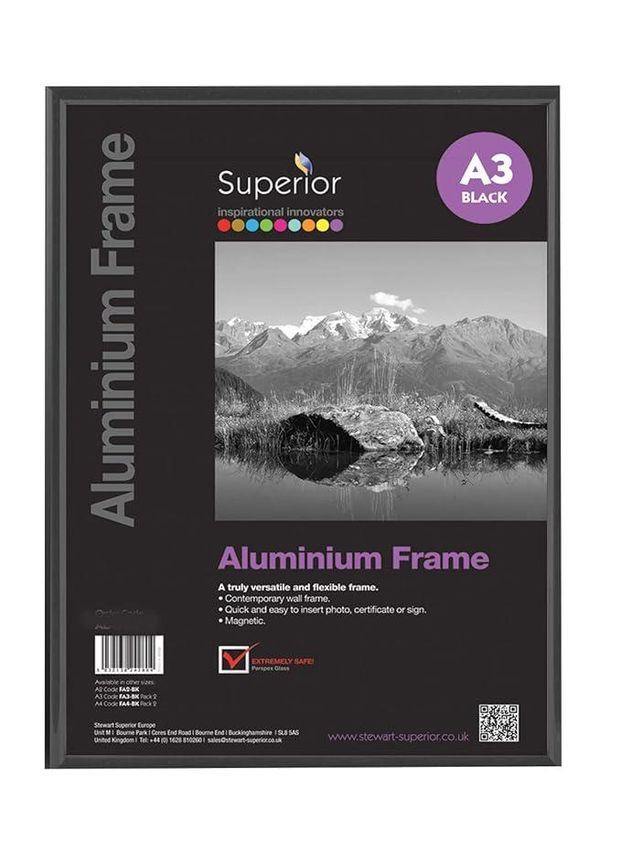 Алюмінієва рамка для фото Stewart Superior A3, з акриловим склом, чорна (Акція є пошкодження) SECO (307501722)