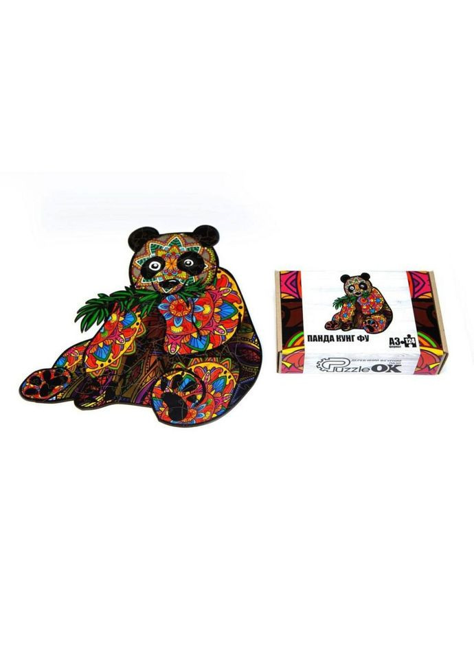 Фігурний дерев'яний пазл A3 "Кунг-фу Панда" PuzA3-01211, 124 елементи PuzzleOK (372495467)