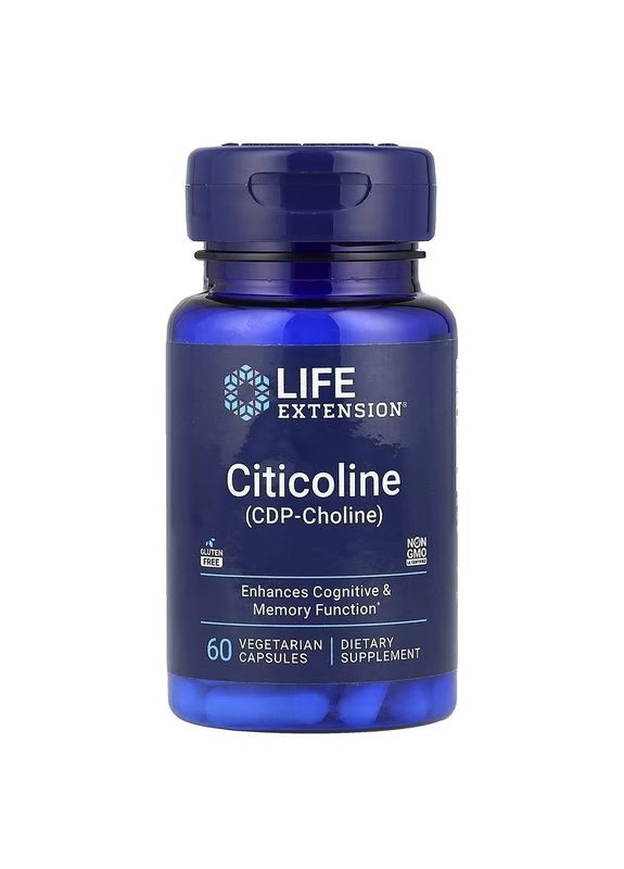 Цитиколін, 500 мг порції, Citicoline (CDP Choline),, 60 вегетаріанських капсул Life Extension (330626603)