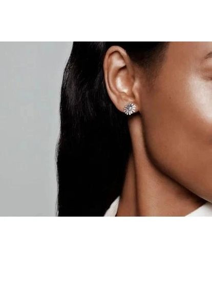 Срібні сережки-пуссети Пандора кульчики "Блискучі маргаритки" 298812C01 Kabluchka (355346122)