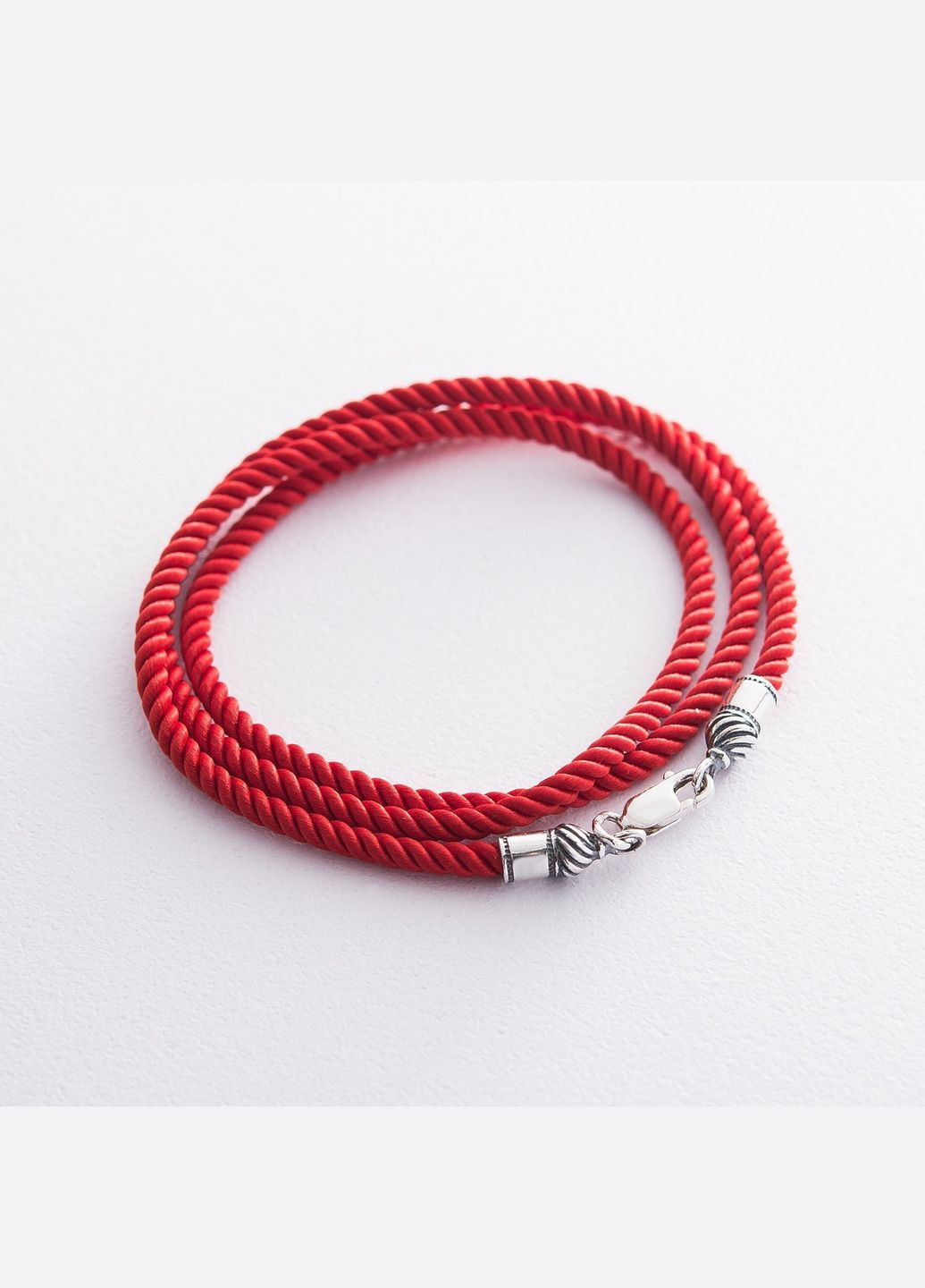 Шовковий червоний шнурок зі срібною застібкою (3 мм) 18426 40 Oniks (264024222)