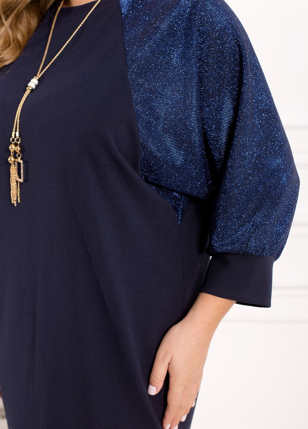 Темно-синя святковий, вечірня сукня з люрексом дзвін No Brand однотонна