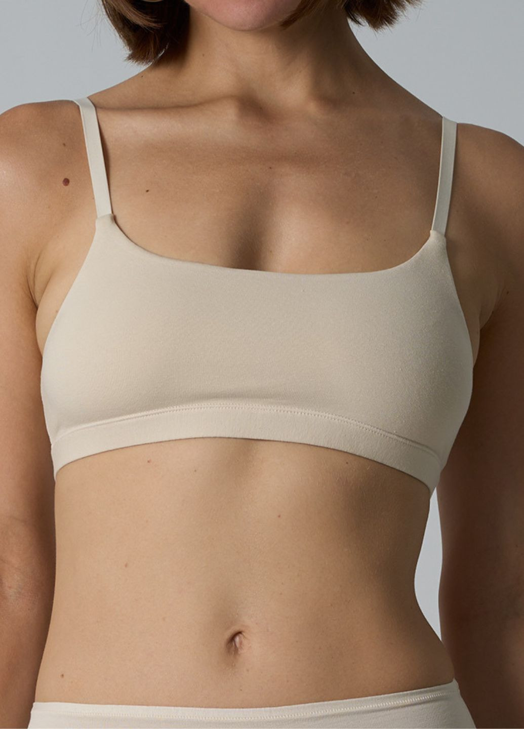 Бежевый топ хлопковый женский топ софт, однотонный бралет для повседневности, Strunka без косточек хлопок