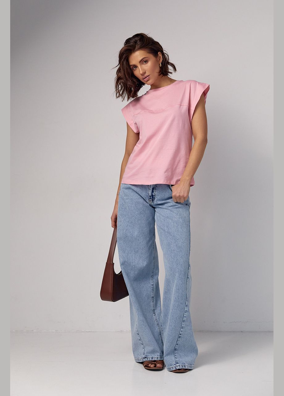 Однотонная футболка с удлиненным плечевым швом Liton - (296988274)