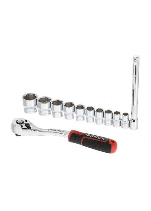 Набор головок 3/8" 10-24 мм, удлинитель, 72 зубца, 12 ед., Cr-V STORM ET-8013 MDR Intertool (371793999)