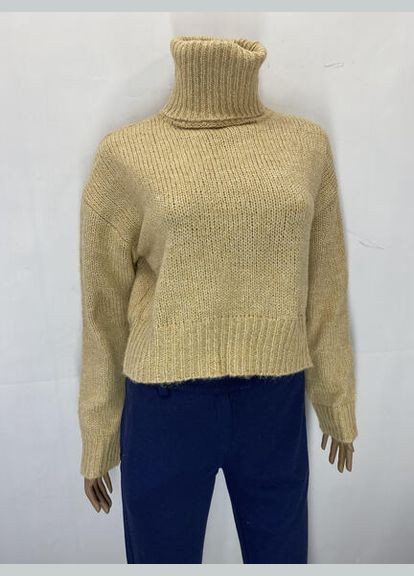 Бежевий зимовий светр джемпер NA-KD KNITTED MELANGE HIGH NECK SWEATER