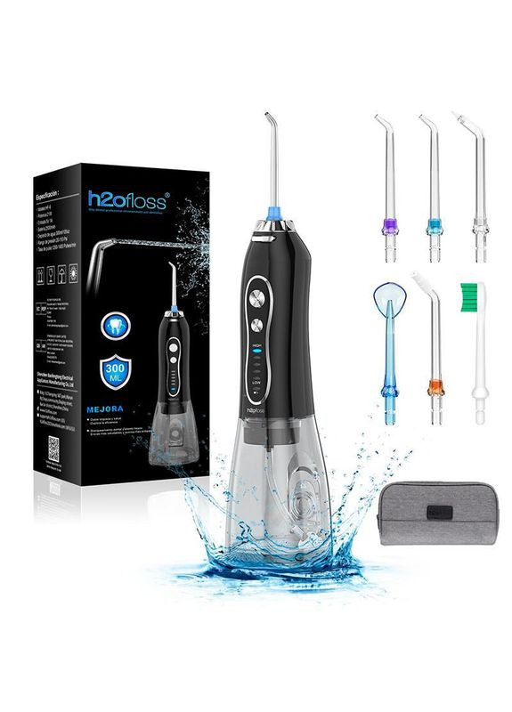 Портативний Іригатор для Зубів HF-6 Бездротовий Зубний Іригатор Порожнини Рота для брекетів та Носу з 8 насадками H2ofloss (369776231)