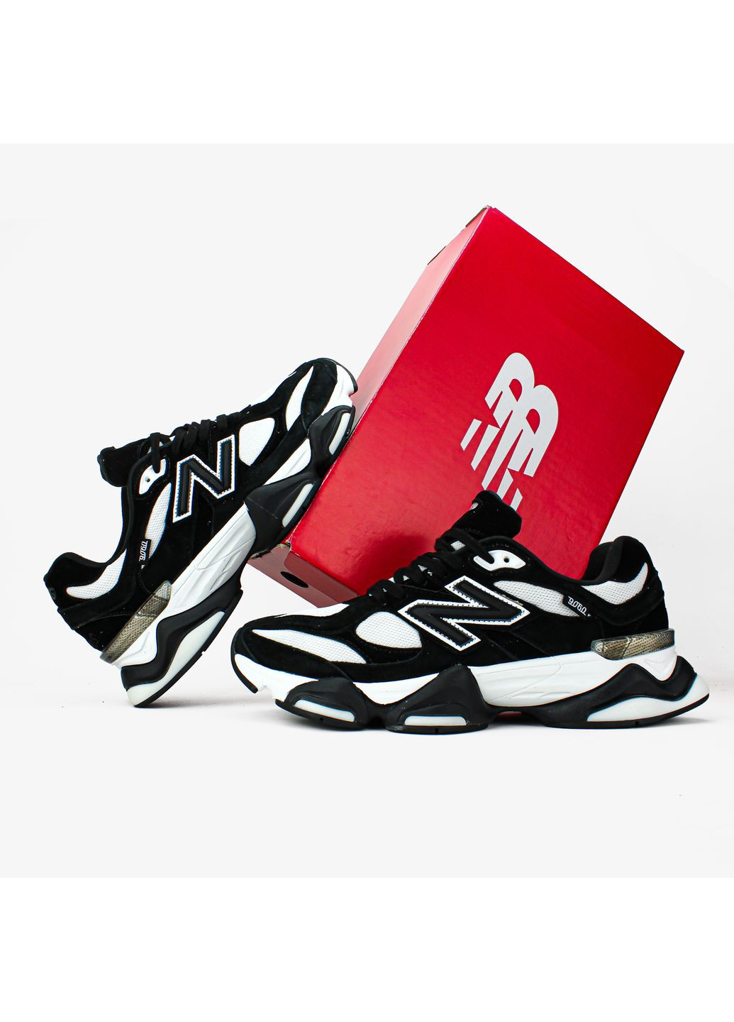 Черно-белые демисезонные кроссовки мужские и женские new balance 9060 black white | нью беланс 9060 черные белые No Brand