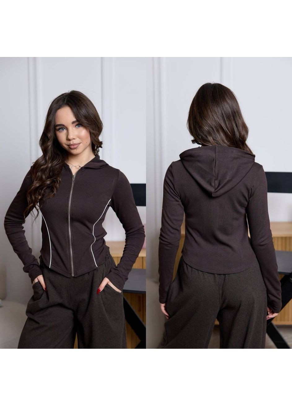 Темно-коричневый демисезонный повседневный лонгслив Україна в полоску