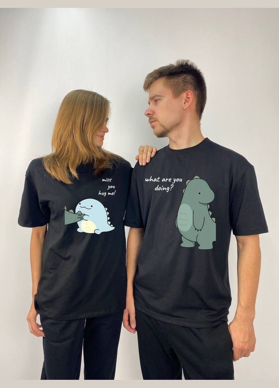 Футболки Оверсайз парные "Дракончики", \ в черном цвете (577) Hand Made (358896134)