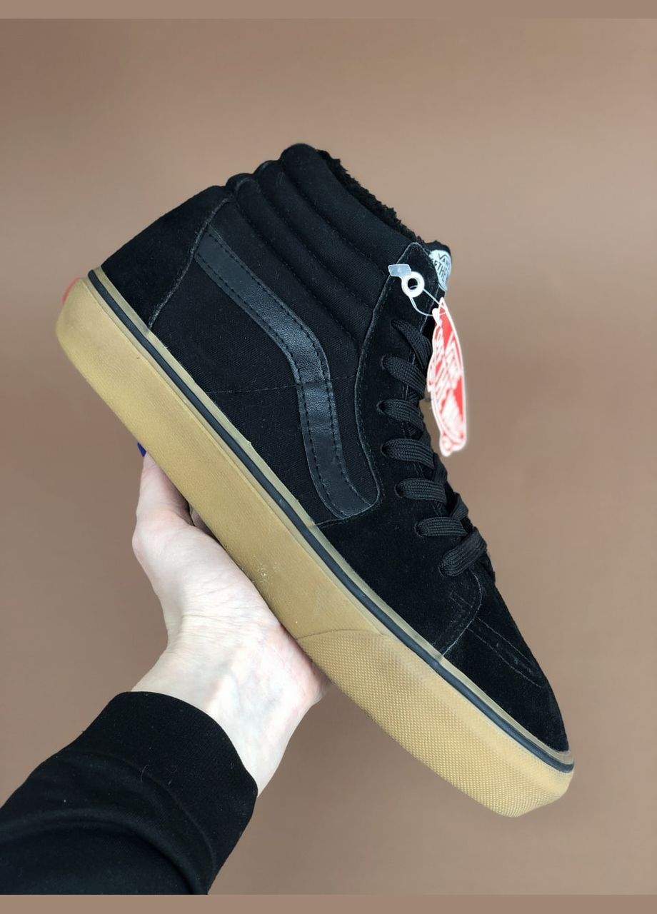 Черные зимние кроссовки зимние мужские и женские vans old skool winter high black fur | ванс олд скул высокие черные с мехом No Brand