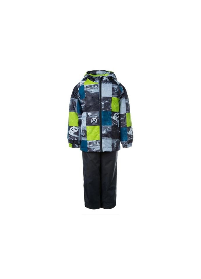 Комбинированный демисезонный комплект верхней одежды rex 45080014 лайм с принтом/тёмно-серый 110 (4741468877631) Huppa