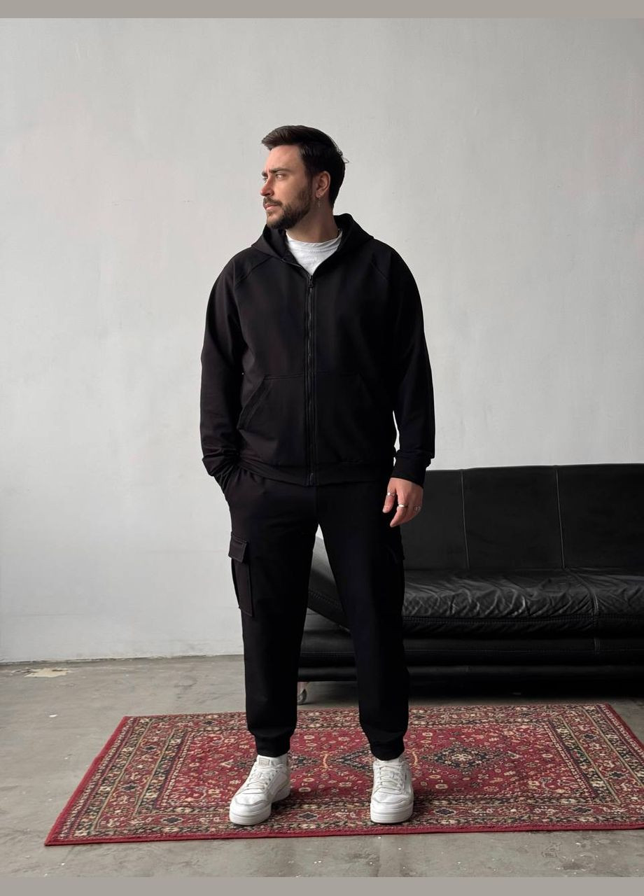 Мужской спортивный костюм Jack с кофтой на молнии черный No Brand (327845514)