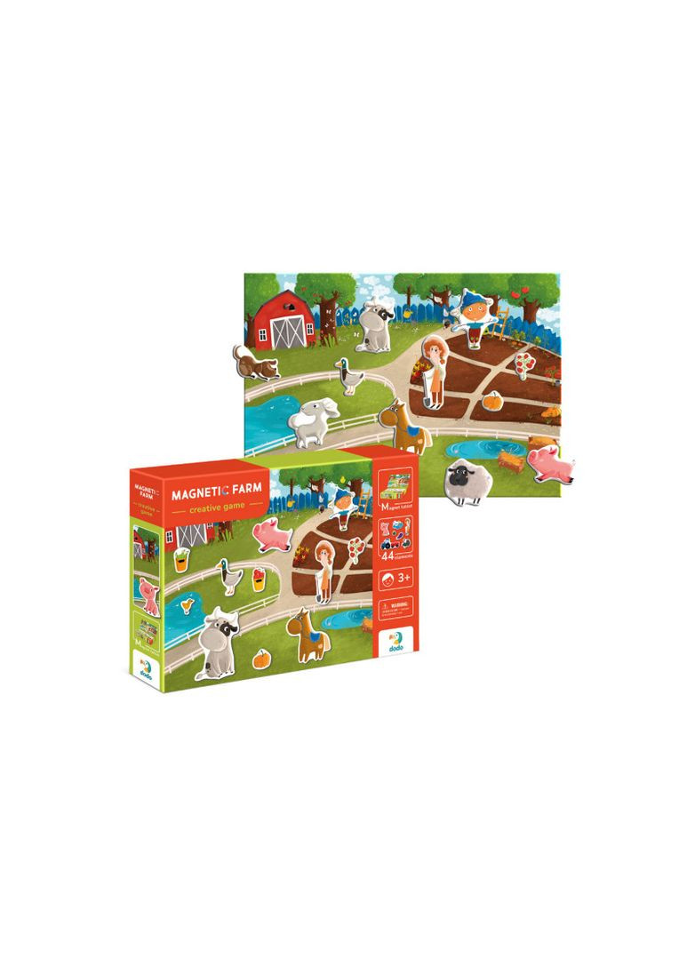 Настольная игра развивающая "Магнитная ферма" (44 элемента + планшетка) 200206 Dodo (362432474)