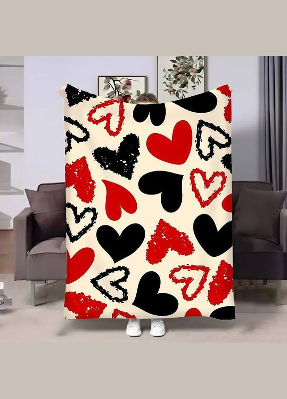 Плед 3D Черно-белые сердца 17849 135х160 см FlexDress (364497633)