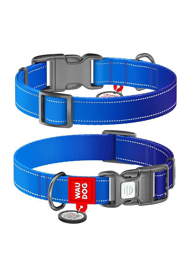 Ошейник для собак нейлоновый Nylon Mono c QR паспортом, светоотражающий,, Ш 25 мм, Дл 33-49 см WAUDOG (333706202)