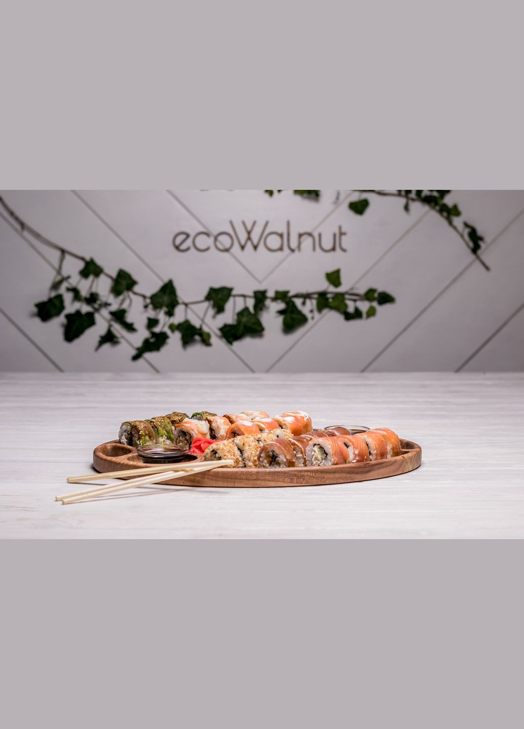 Дерев'яна тарілка для закусок L Оригінальна тарілка з логотипом EcoWalnut (295266052)