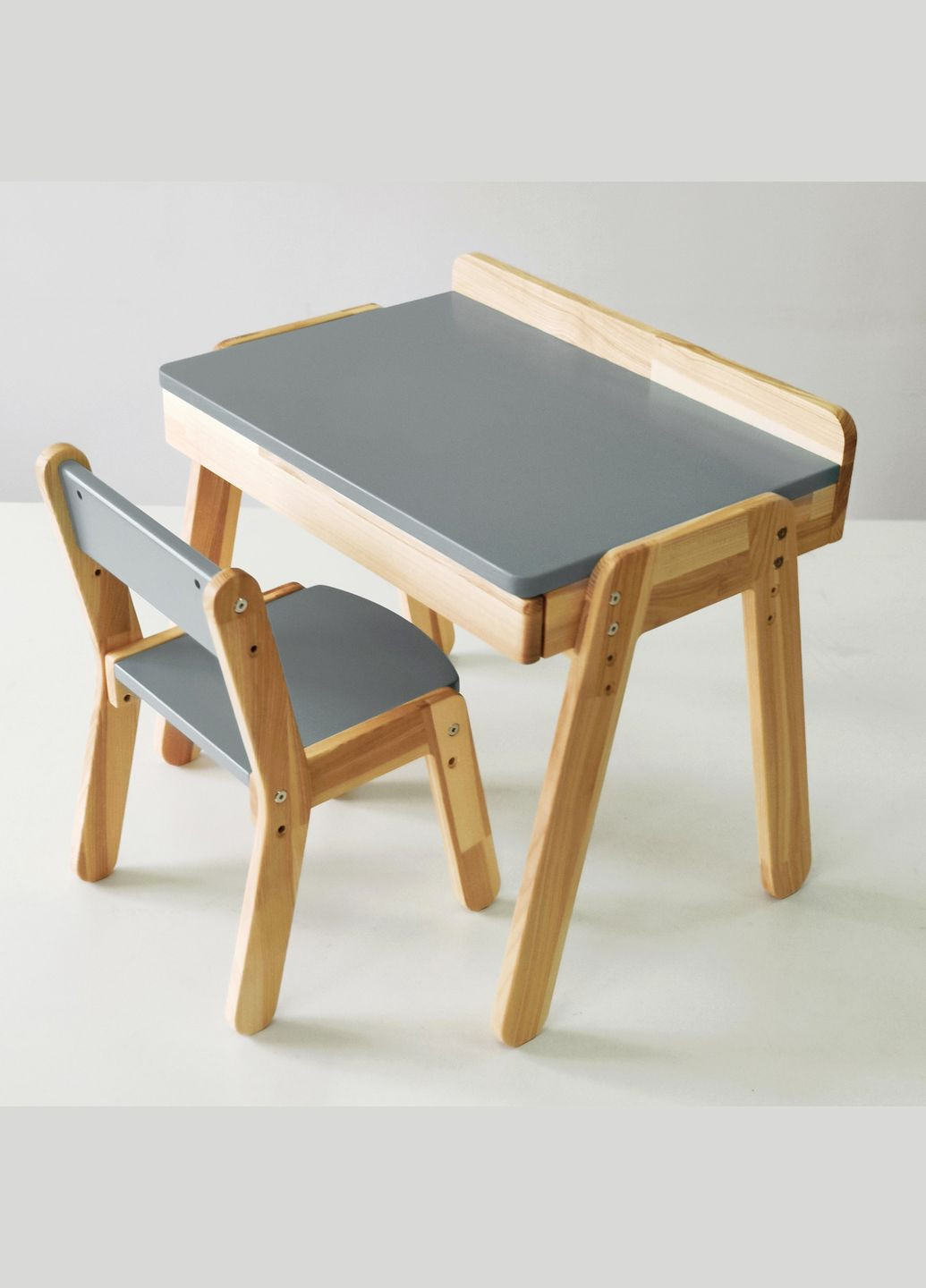 Детский столик с выдвижным ящиком и стульчик для детей 2-7 лет Серый Tatoy (292303178)