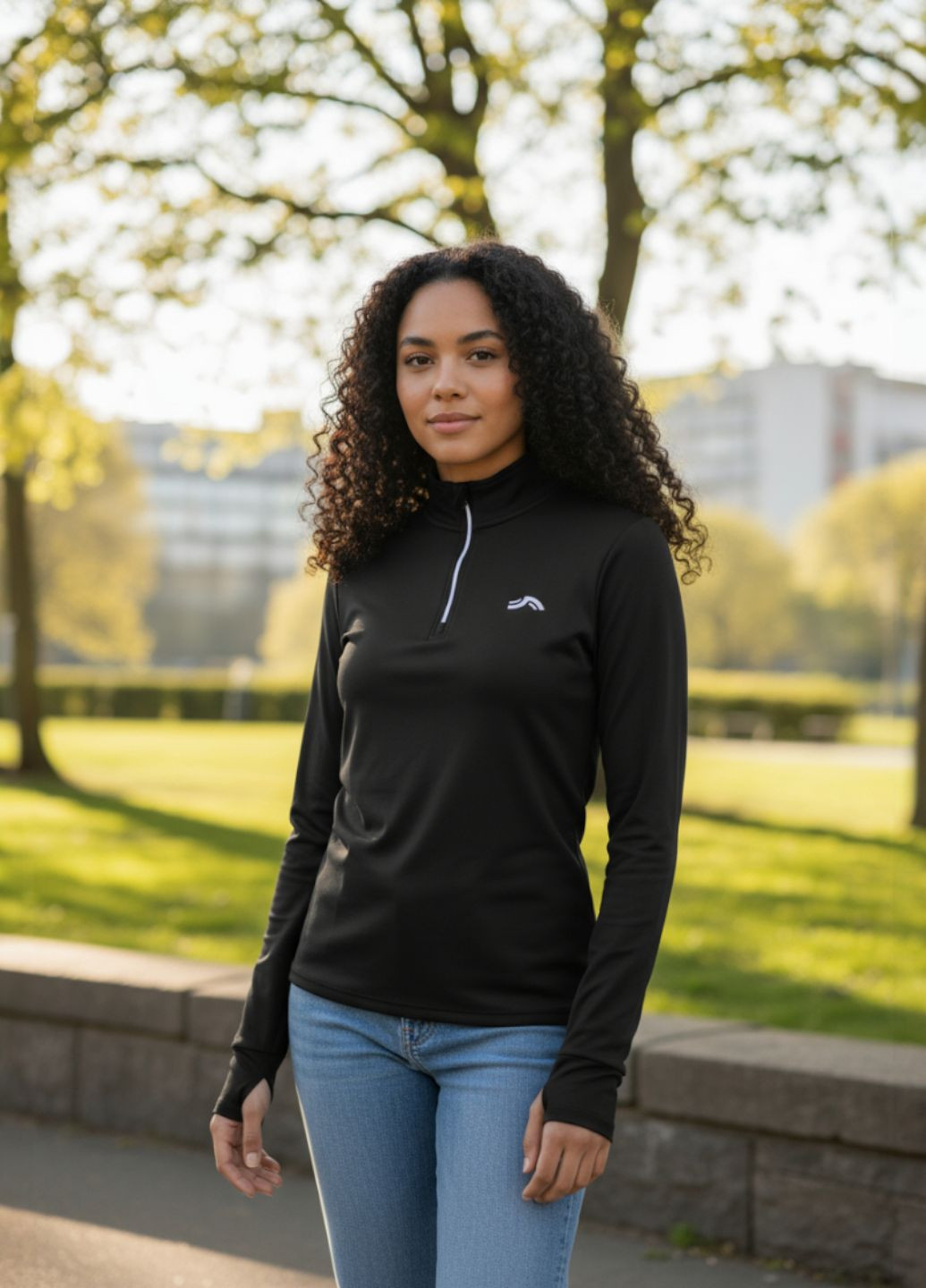 Женский термореглан LYCRA® для спорта на микрофлисе Черный (8163) Crivit (364653425)