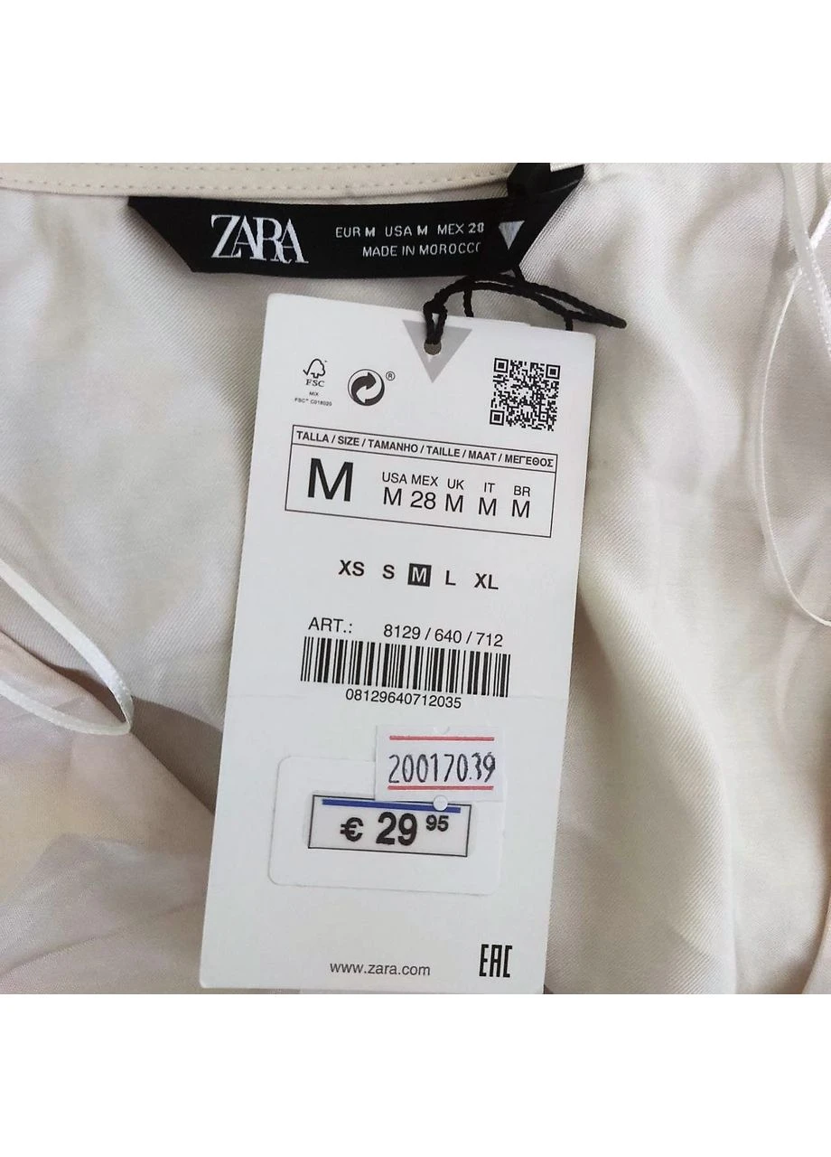Бежева атласна блуза-кроп з драпіруванням, m Zara