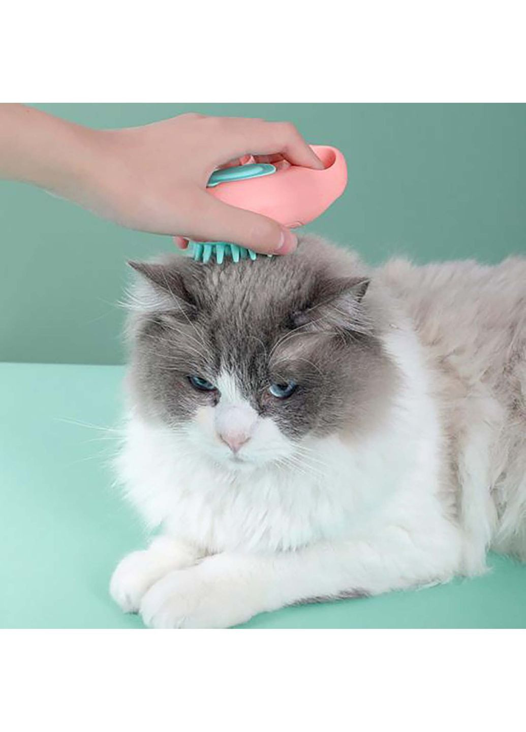 Силіконова масажна щітка з дозатором для шампуню для купання домашніх тварин DanMenQing (332786743)