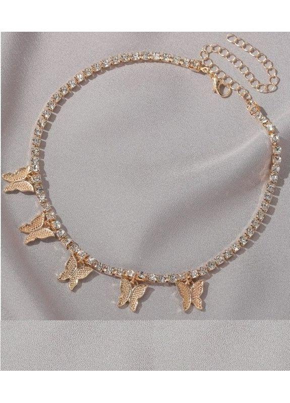 Золотистое ожерелье колье бабочки в стразах, 4588 No Brand (349731970)