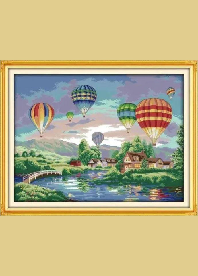 Набор для вышивания по нанесённой на канву схеме "Colorful balloons".AIDA 14CT printed, 60*47 см Joy Sunday (313613107)