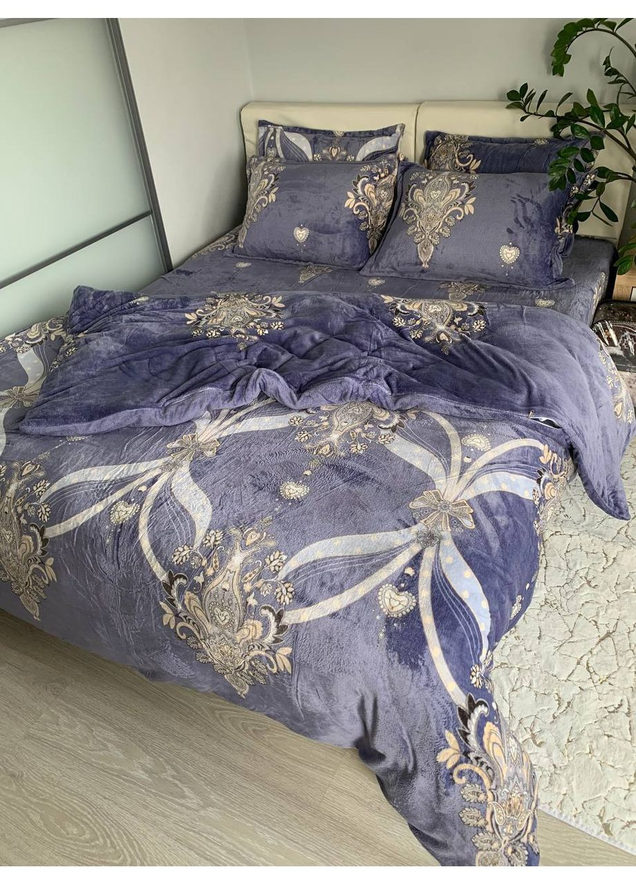 Тепла велюрова постільна білизна євро на 4 наволочки Vishnya (365715659)