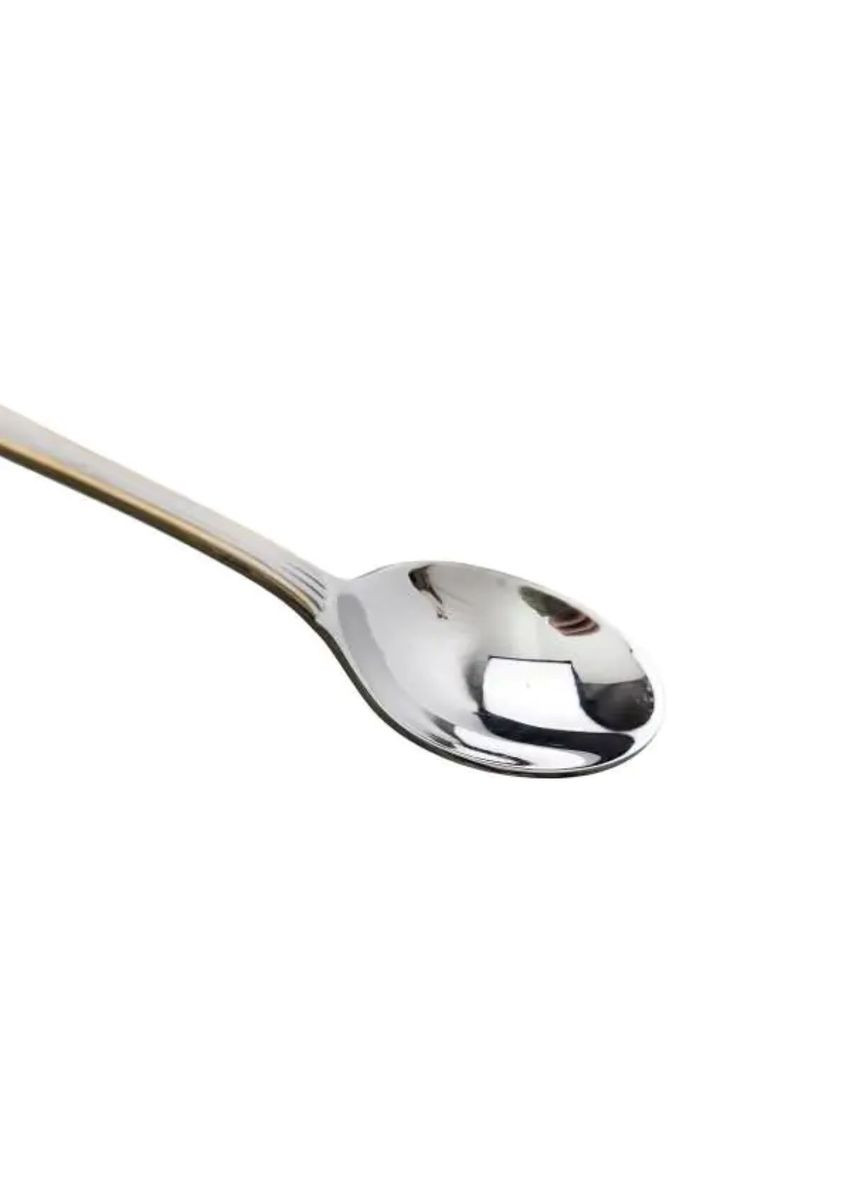 Набір чайних ложок 6 штук ложки для чаю з нержавіючої сталі 15.3 см Срібло із золотим обрамленням HP-20-33 Yiwu (370675492)