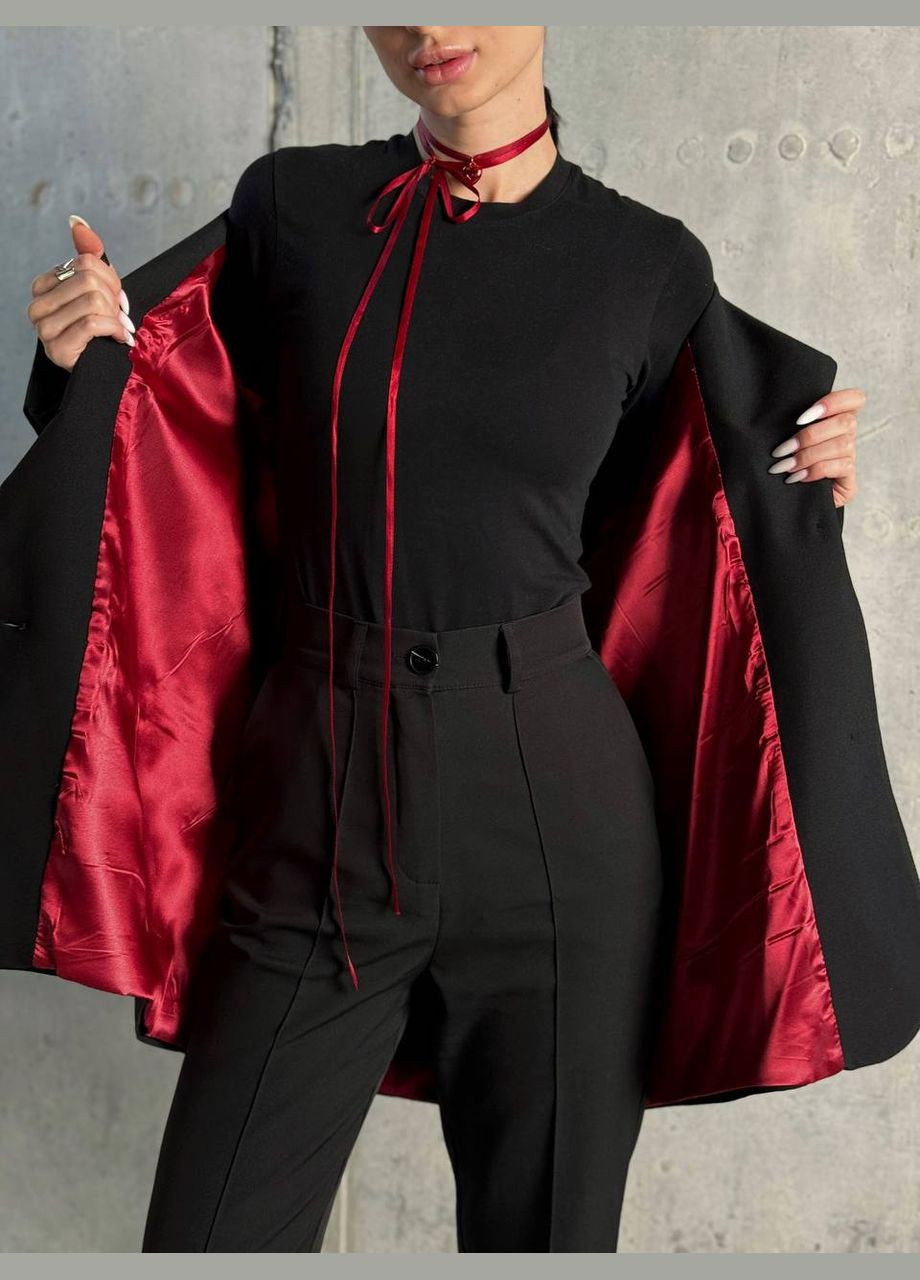 Черный женский женский пиджак костюмка No Brand - демисезонный