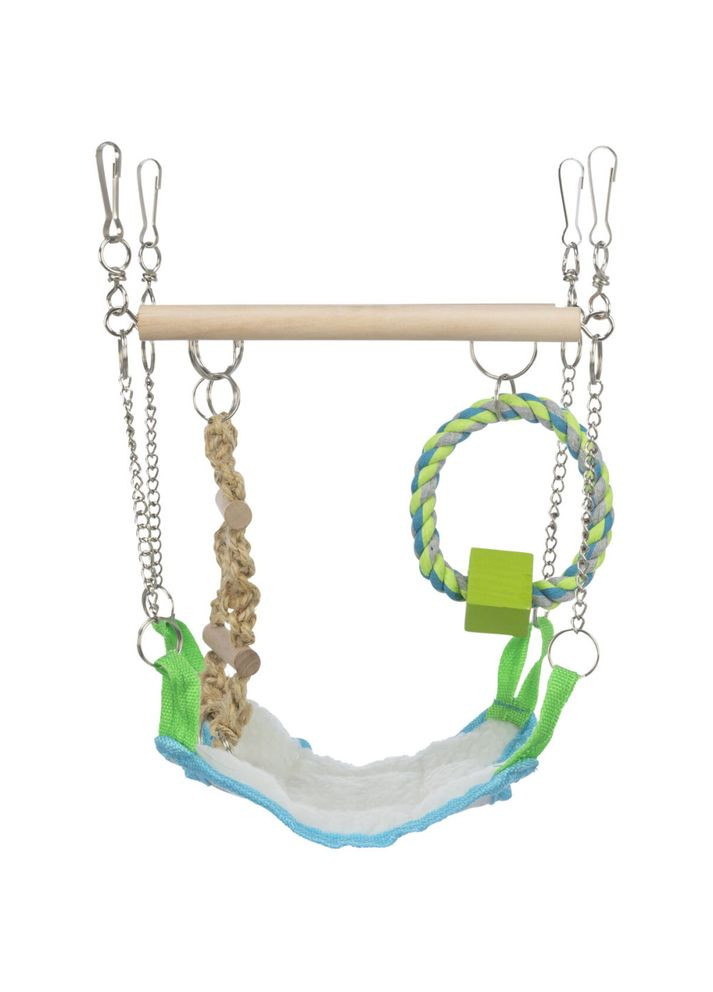 Підвісний міст для хом яка гамак з іграшками дерево і мотузка 17 х 22 х 15 см Trixie (362701442)