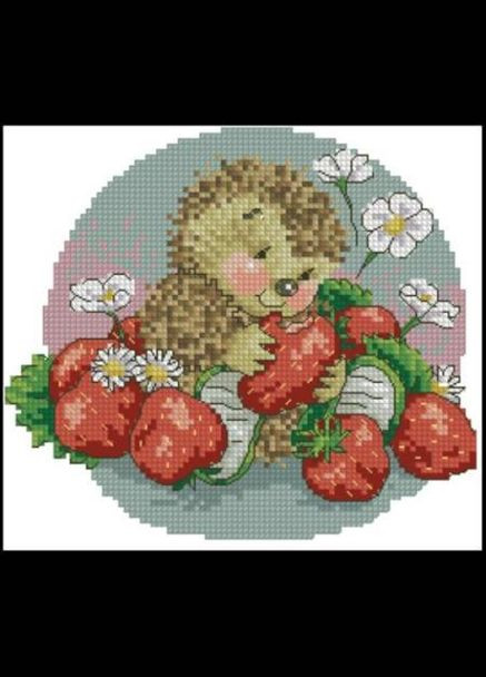 Набір для вишивання хрестиком. Розмір: 13*14 см Їжачок з полуницею Лоскуток (315361924)