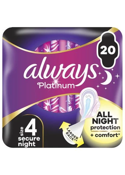 Гігієнічні прокладки Platinum Secure Night Розмір 4 20 шт. (8700216186797) Always (397091897)