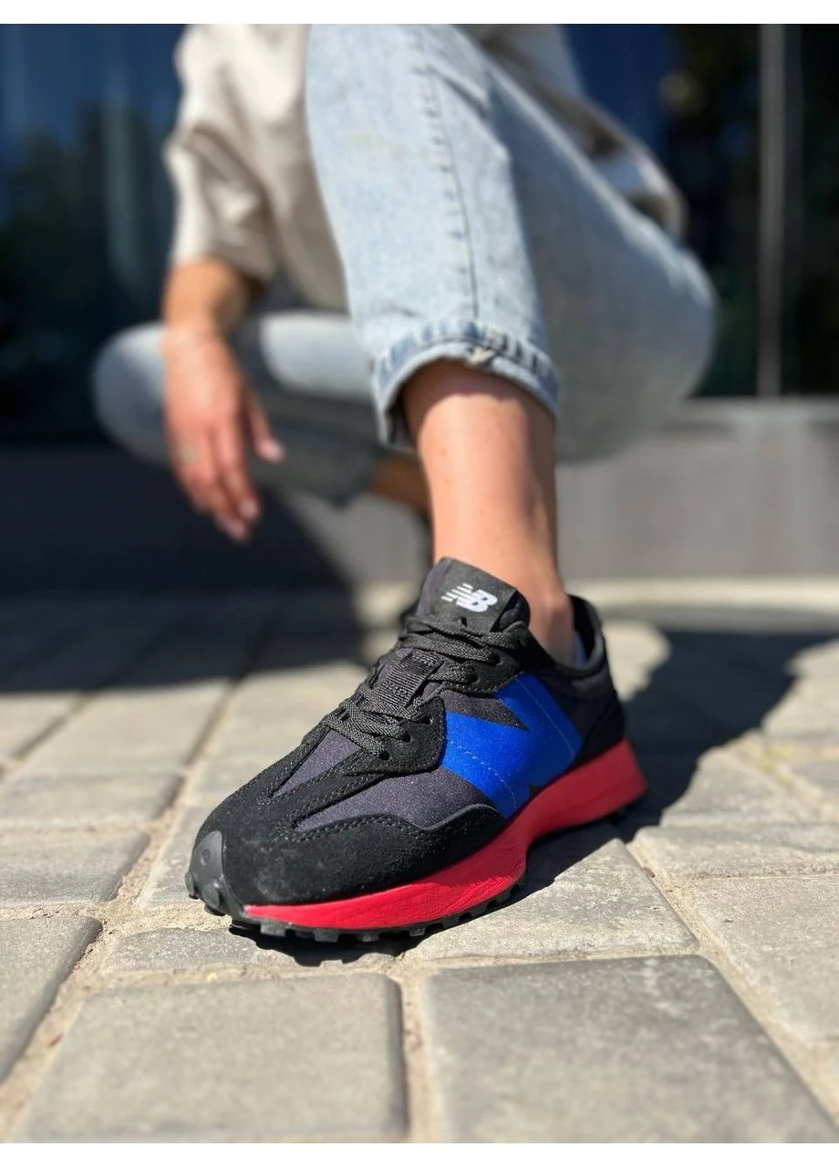 Чорні кросівки чоловічі new balance 327 black red blue нью беланс 327 чорні демісезон No Brand