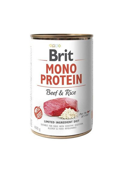 Влажный корм Mono Protein для собак с говядиной и рисом 400 г (8595602529735) Brit (279567337)