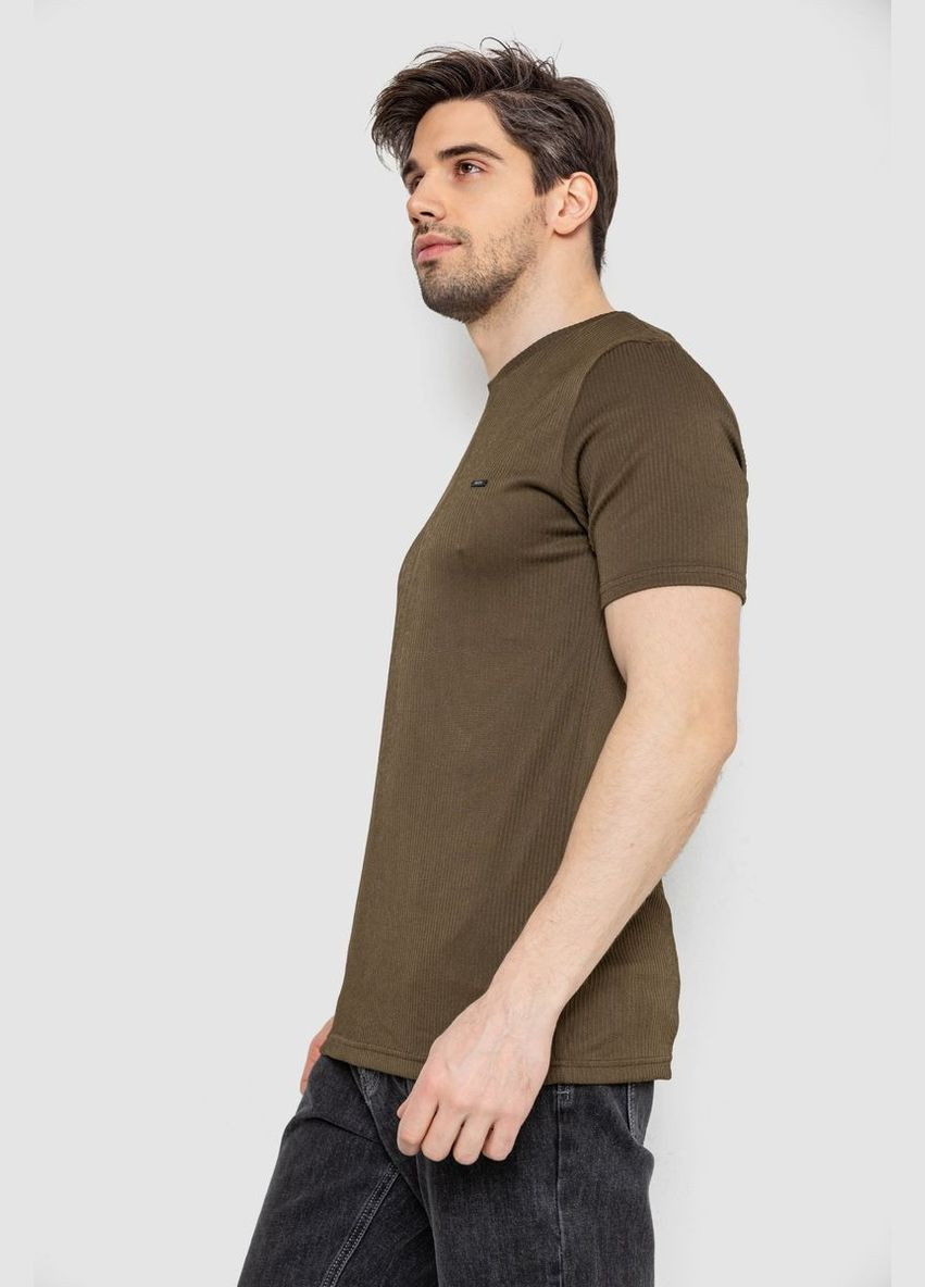 Хаки (оливковая) футболка мужская в рубчик черная размер xl (sku_244r2526-1) с коротким рукавом No Brand