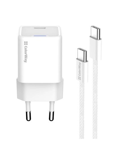 Зарядное устройство (CW-CHS056PDC-WT) Colorway GaN Mini 35W PD Port PPS USB-C white cable Type-C (370016831)
