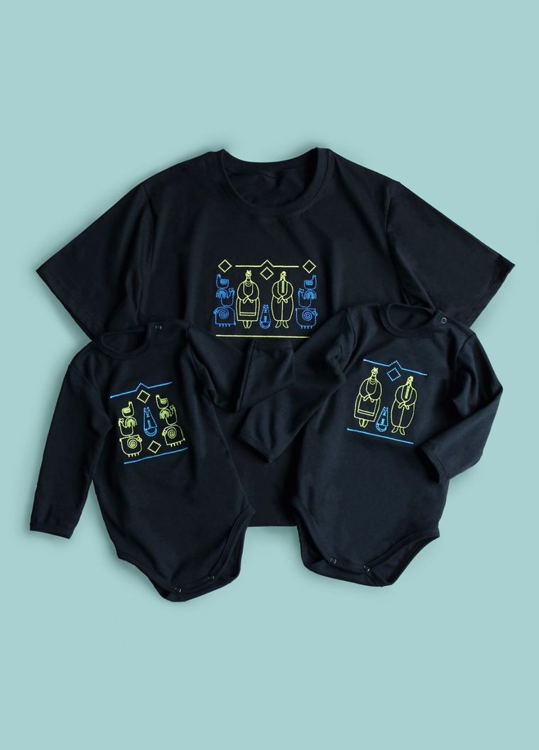 Черная мужская футболка с авторской вышивкой газды Ladan