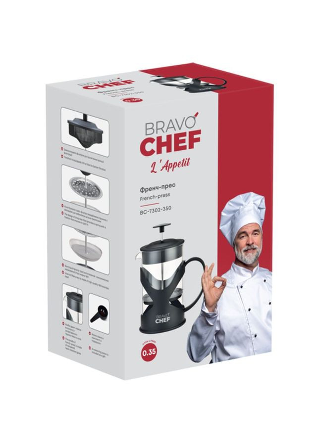 Френч-пресс L"Appetit 0.35 л Black (BC-7302-350) Bravo Chef (332613416)