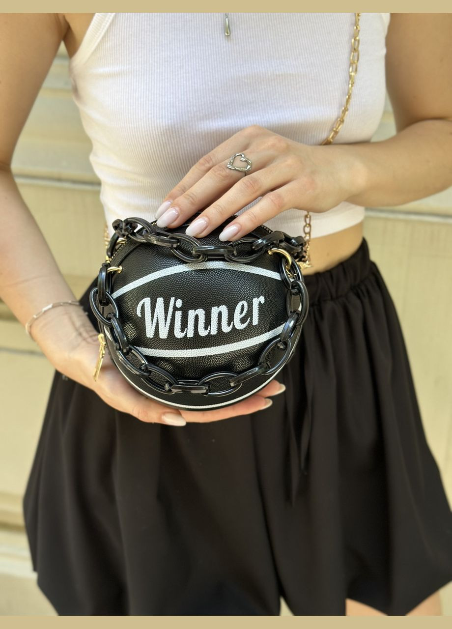 Жіноча чорна кругла сумка WINNER м'яч на ланцюжку No Brand (299279309)