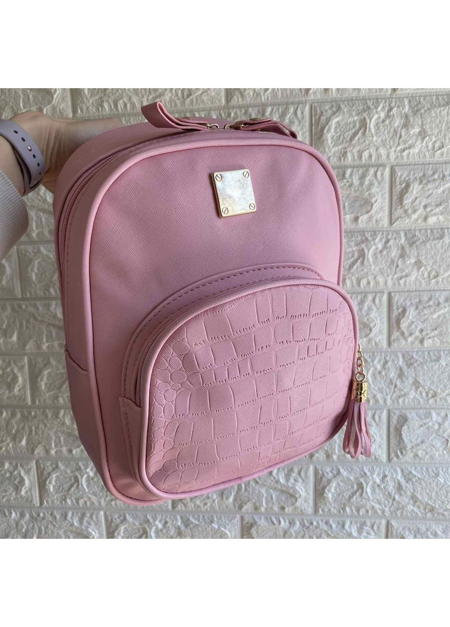 Дитячий рюкзак для дівчаток з рептилією, екошкіра, знімний плечовий ремінь рожевий No Brand (351536959)